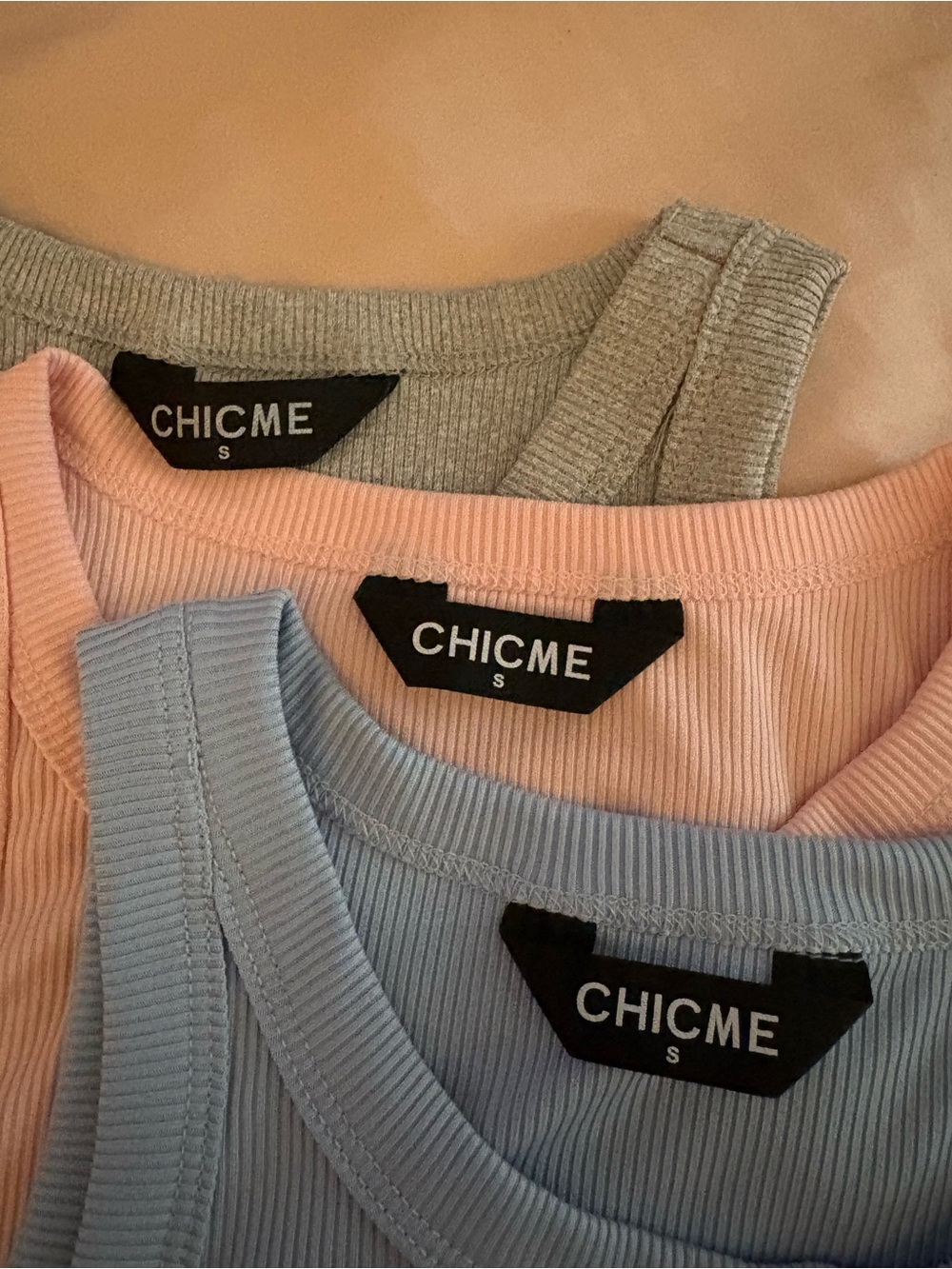 NEW- SHEIN Soft Ribbed Tank Tops - Blue, Pink (Set)